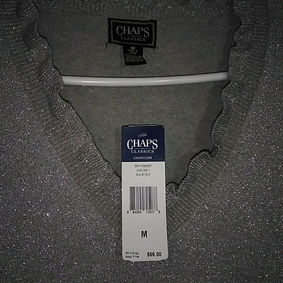 NWT CHAPS CLASSICS TOP V-NECK LONG SLEEVES SIZE M - Picture 3 of 8